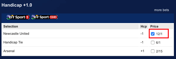 Betfred Newcastle Arsenal handicap