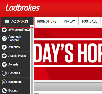 Ladbrokes A-Z sports