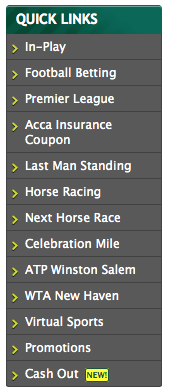 Paddy Power quick links