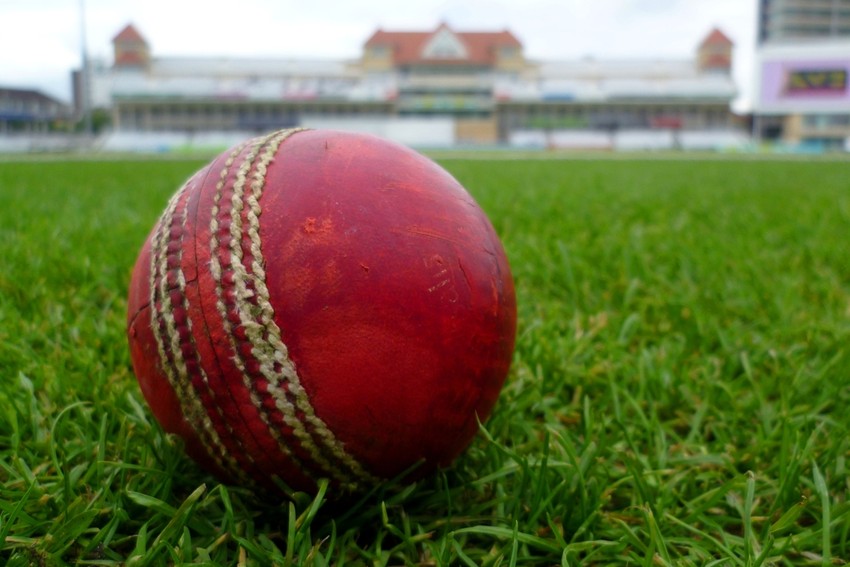 Cricket Ball Close Up in Cricket Ground