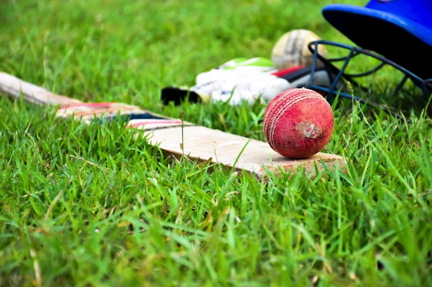 Cricket ball and bat